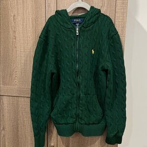 Polo by Ralph Lauren Dark Green Kids cable knit hoodie